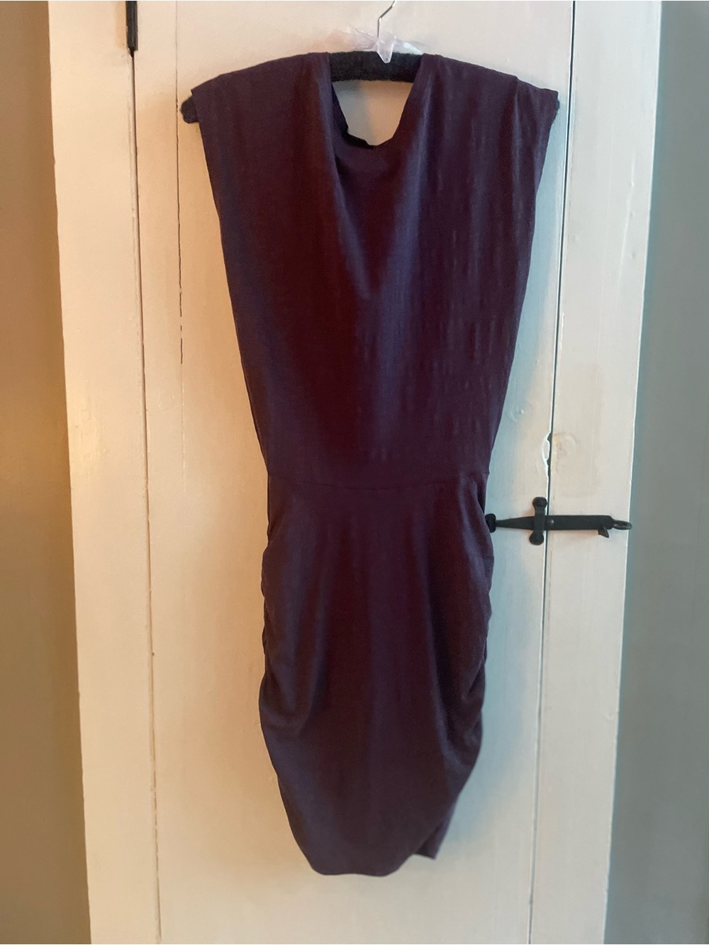 PACT T-Shirt Easy Day to Night Ruched 100% Organic Cotton Dress Deep Plum Size S